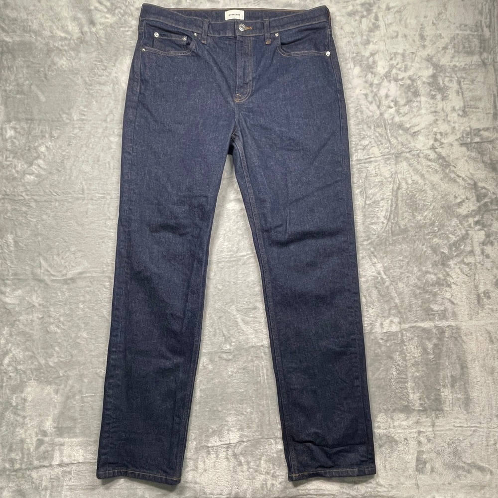 Everlane Straight Leg Jeans Mens 33x32 Dark Indigo Blue Organic Cotton Stretch